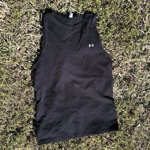 Under Armour Fitted Tank Top Heat Gear Sz L Women's Navy Blue Activewear Gym Run